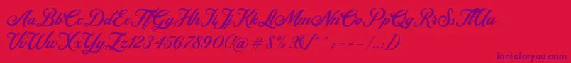 Czcionka Retromark Script UNICODE Dafont – fioletowe czcionki na czerwonym tle