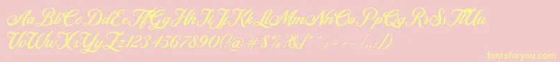 Retromark Script UNICODE Dafont Font – Yellow Fonts on Pink Background