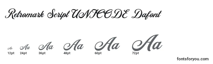 Размеры шрифта Retromark Script UNICODE Dafont
