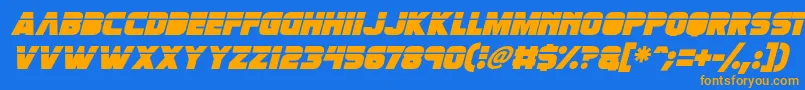 Retronoid Italic-Schriftart – Orangefarbene Schriften auf blauem Hintergrund