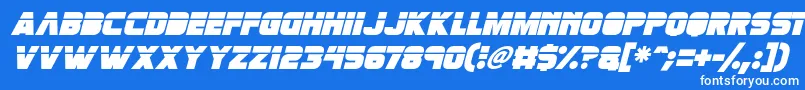Więcej informacji o czcionce Retronoid Italic Czcionka Retronoid Italic – białe czcionki na niebieskim tle