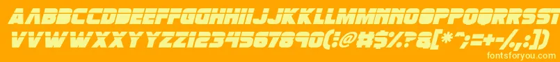 Weitere Informationen zur Retronoid Italic-Schriftart Retronoid Italic-Schriftart – Gelbe Schriften auf orangefarbenem Hintergrund