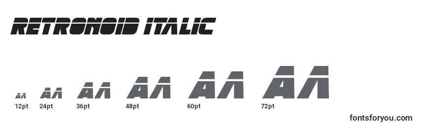 Rozmiary czcionki Retronoid Italic