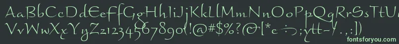 BraganzaItcLight-fontti – vihreät fontit mustalla taustalla