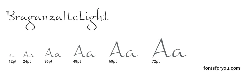 Размеры шрифта BraganzaItcLight