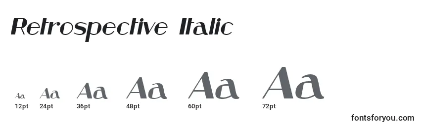 Größen der Schriftart Retrospective Italic