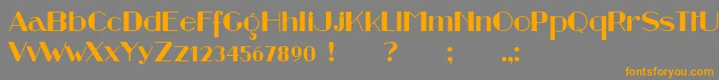 フォントRetrospective – オレンジの文字は灰色の背景にあります。