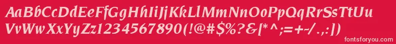 AaronBolditalic Font – Pink Fonts on Red Background