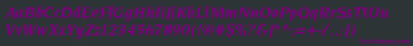 Czcionka AaronBolditalic – fioletowe czcionki na czarnym tle