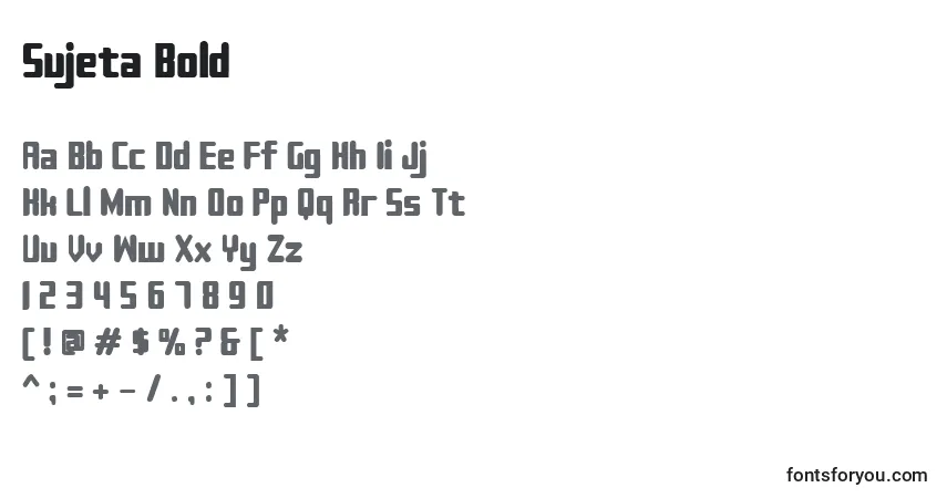 Шрифт Sujeta Bold – алфавит, цифры, специальные символы