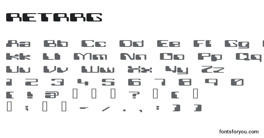 Schriftart RETRRG   (138600) – Alphabet, Zahlen, spezielle Symbole
