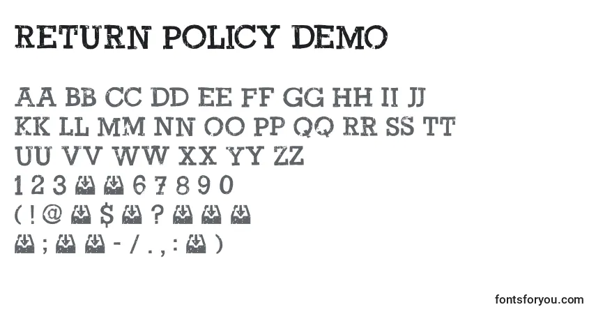 Шрифт Return Policy DEMO – алфавит, цифры, специальные символы