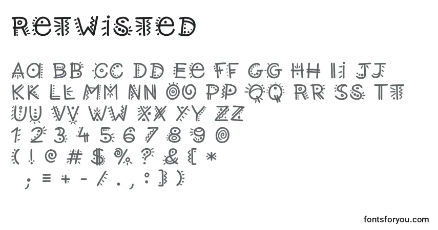 A fonte Retwisted – alfabeto, números, caracteres especiais