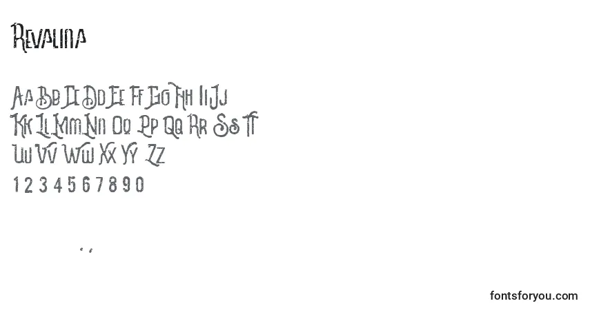 Schriftart Revalina (138605) – Alphabet, Zahlen, spezielle Symbole