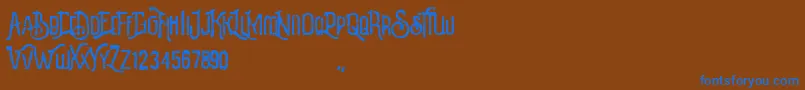 Revalina-fontti – siniset fontit ruskealla taustalla