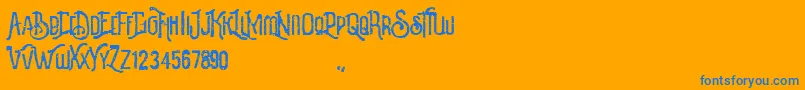 フォントRevalina – オレンジの背景に青い文字