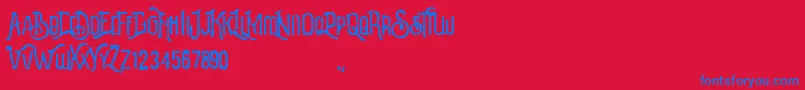 フォントRevalina – 赤い背景に青い文字