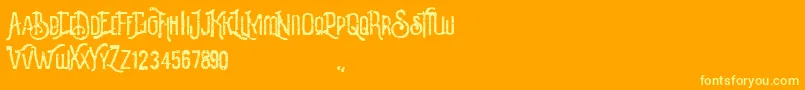 Revalina-Schriftart – Gelbe Schriften auf orangefarbenem Hintergrund