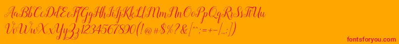 Revallyna Font – Red Fonts on Orange Background