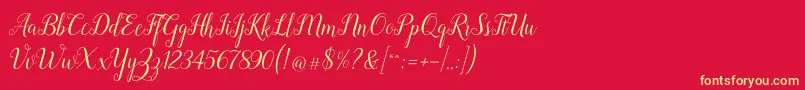 Revallyna Font – Yellow Fonts on Red Background