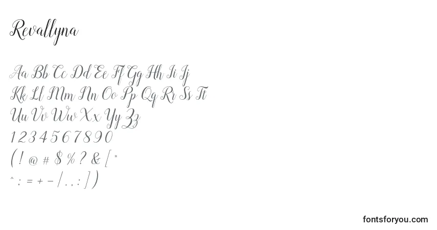 Revallyna (138607)-fontti – aakkoset, numerot, erikoismerkit