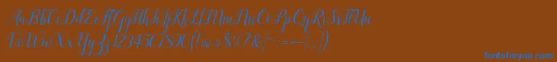 フォントRevallyna – 茶色の背景に青い文字