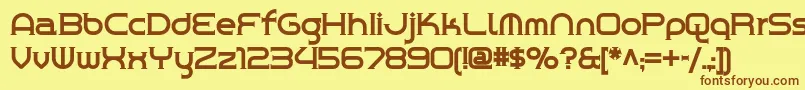 フォントChromeyellownf – 茶色の文字が黄色の背景にあります。