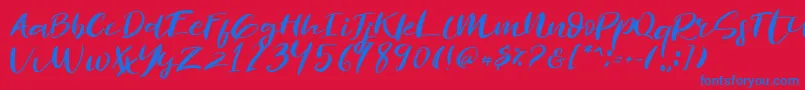 Revolution Brush Font-Schriftart – Blaue Schriften auf rotem Hintergrund