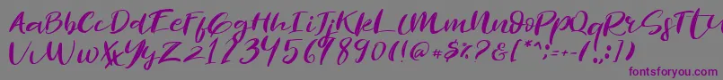 フォントRevolution Brush Font – 紫色のフォント、灰色の背景