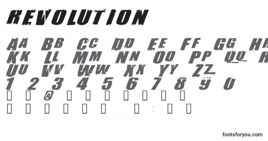 REVOLUTION (138613)-fontti – aakkoset, numerot, erikoismerkit