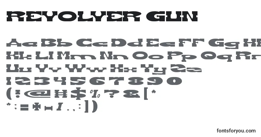 REVOLVER GUN-fontti – aakkoset, numerot, erikoismerkit