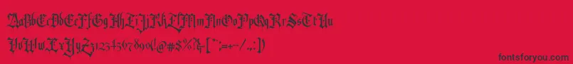 Fonte RevolverBlackletter Regular – fontes pretas em um fundo vermelho