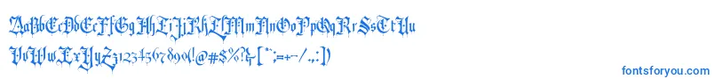 RevolverBlackletter Regular-Schriftart – Blaue Schriften auf weißem Hintergrund