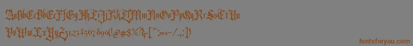 Шрифт RevolverBlackletter Regular – коричневые шрифты на сером фоне
