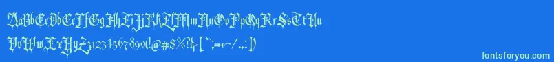 RevolverBlackletter Regular-Schriftart – Grüne Schriften auf blauem Hintergrund