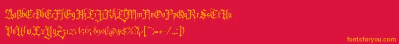 フォントRevolverBlackletter Regular – 赤い背景にオレンジの文字