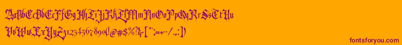 RevolverBlackletter Regular Font – Purple Fonts on Orange Background