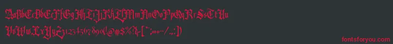 Czcionka RevolverBlackletter Regular – czerwone czcionki na czarnym tle