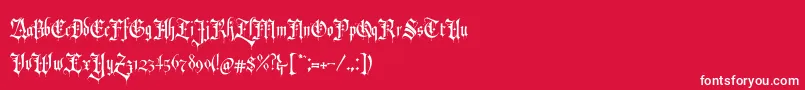 フォントRevolverBlackletter Regular – 赤い背景に白い文字