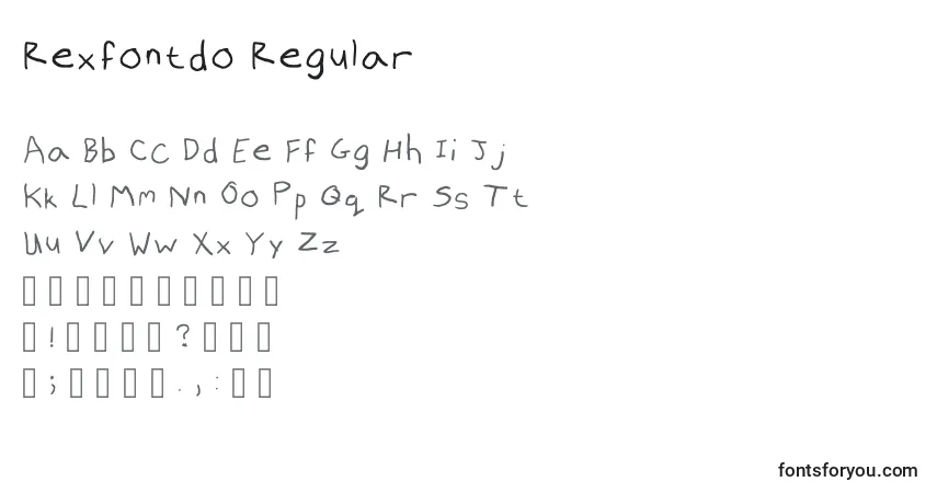 Czcionka Rexfontdo Regular – alfabet, cyfry, specjalne znaki