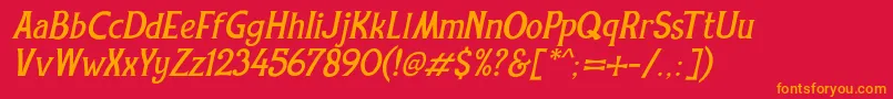 Fonte REXMONE ITALIC DEMO VERSION – fontes laranjas em um fundo vermelho