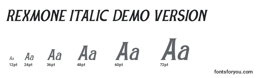 Размеры шрифта REXMONE ITALIC DEMO VERSION