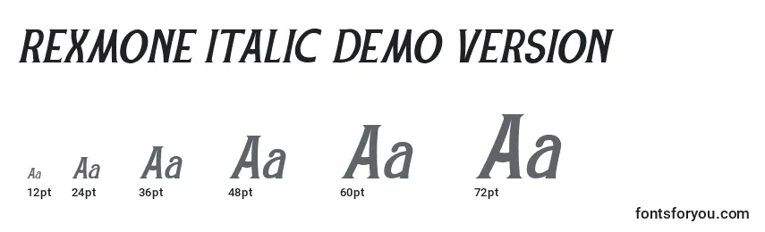 Размеры шрифта REXMONE ITALIC DEMO VERSION (138620)
