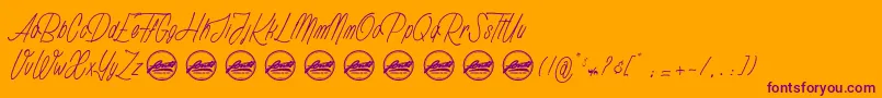 Rhapsodize Slim PersonalUseOnly Font – Purple Fonts on Orange Background