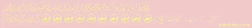 Rhapsodize Slim PersonalUseOnly Font – Yellow Fonts on Pink Background