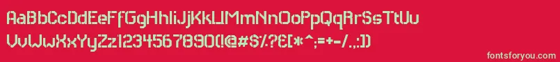 フォントRHCAS    – 赤い背景に緑の文字