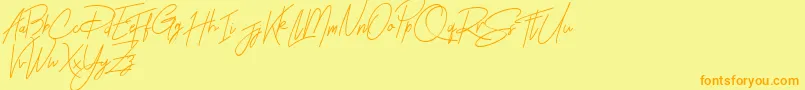 Rhesmanisa Demo-Schriftart – Orangefarbene Schriften auf gelbem Hintergrund