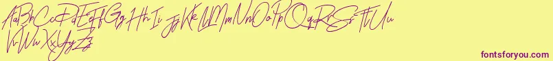 Rhesmanisa Demo Font – Purple Fonts on Yellow Background