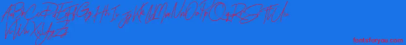 Rhesmanisa Demo Font – Red Fonts on Blue Background