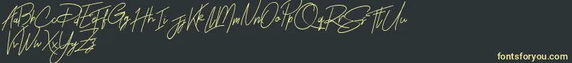 Rhesmanisa Demo-Schriftart – Gelbe Schriften auf schwarzem Hintergrund